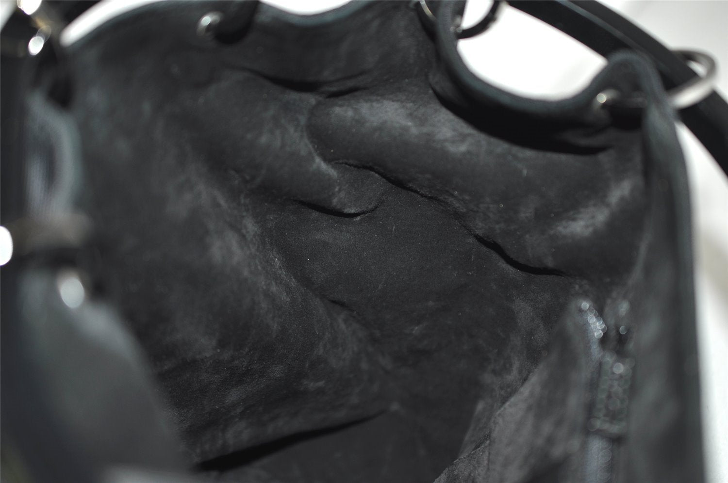 Authentic GUCCI Shoulder Hand Bag Purse Nylon Leather 0013750 Black 9131I