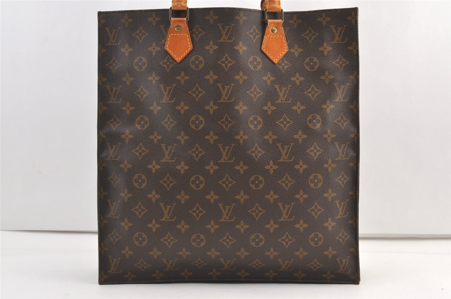 Authentic Louis Vuitton Monogram Sac Plat Hand Tote Bag M51140 LV 9133J