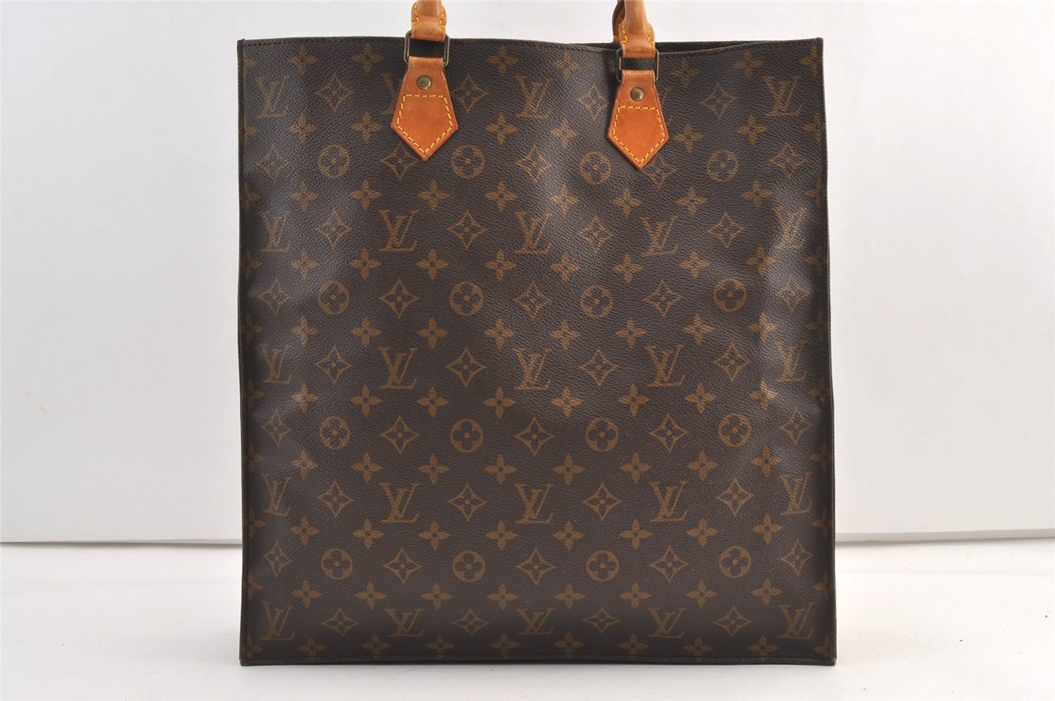 Authentic Louis Vuitton Monogram Sac Plat Hand Tote Bag M51140 LV 9133J