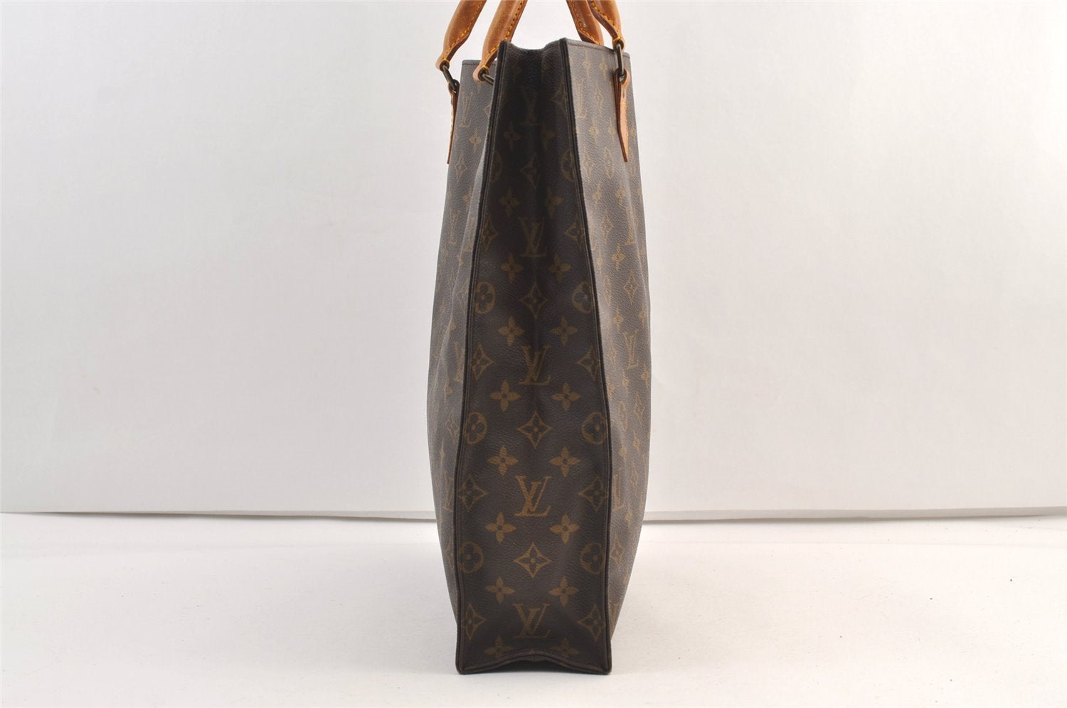 Authentic Louis Vuitton Monogram Sac Plat Hand Tote Bag M51140 LV 9133J