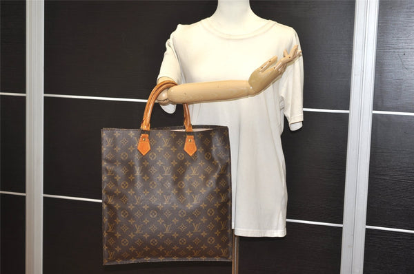 Authentic Louis Vuitton Monogram Sac Plat Hand Tote Bag M51140 LV 9133J