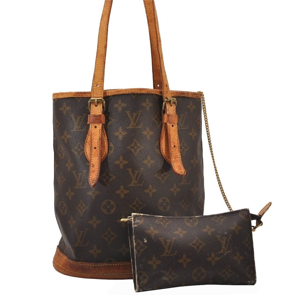 Authentic Louis Vuitton Monogram Bucket PM Shoulder Bag Old Model Junk 9137I