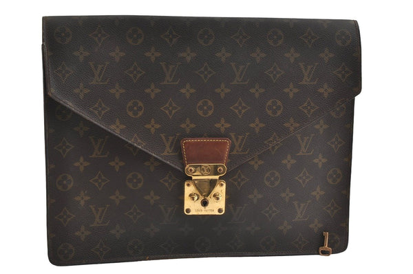 Authentic Louis Vuitton Monogram Porte Documents Senateur M53335 Briefcase 9139I
