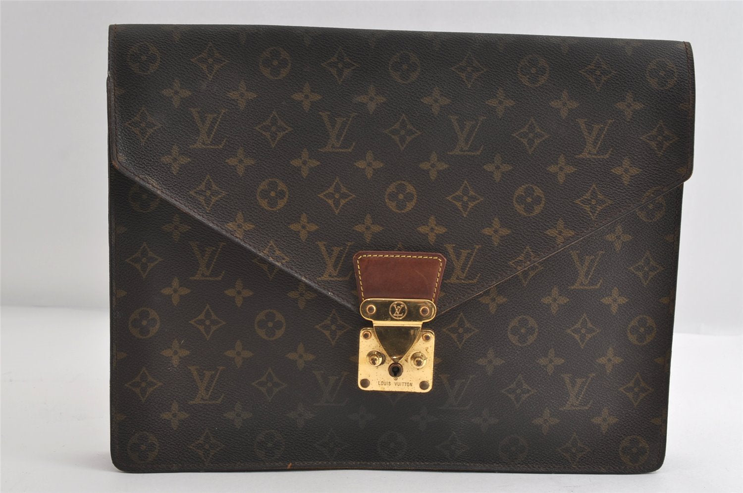 Authentic Louis Vuitton Monogram Porte Documents Senateur M53335 Briefcase 9139I