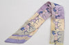 Authentic HERMES Twilly Scarf "Couvertures Nouvelles" Silk Light Purple 9142J