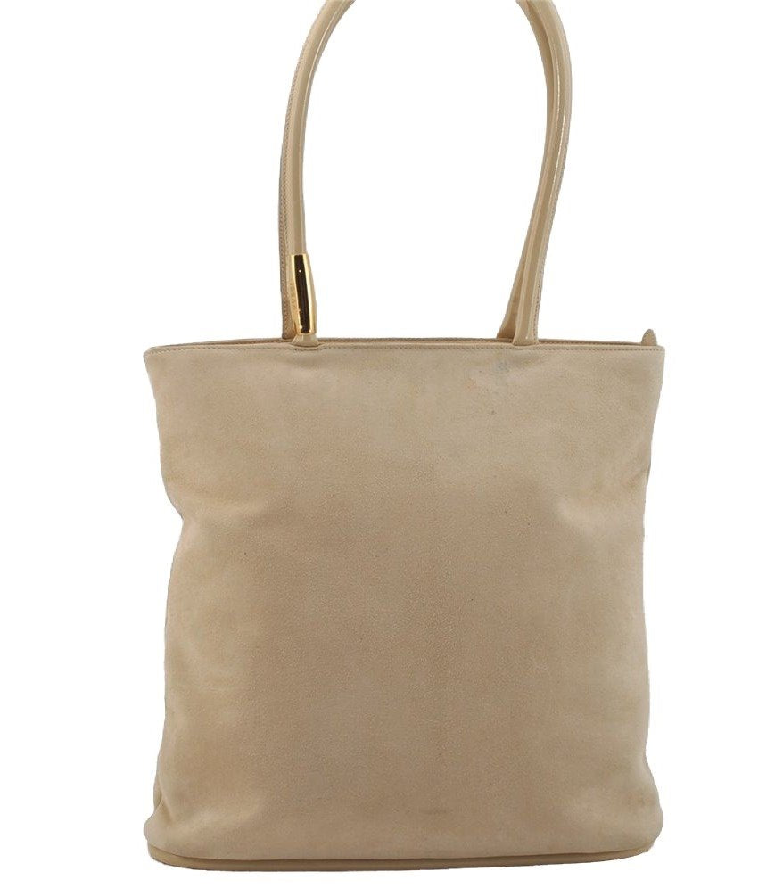 Authentic GUCCI Vintage Shoulder Tote Bag Suede Leather Beige Junk 9143I