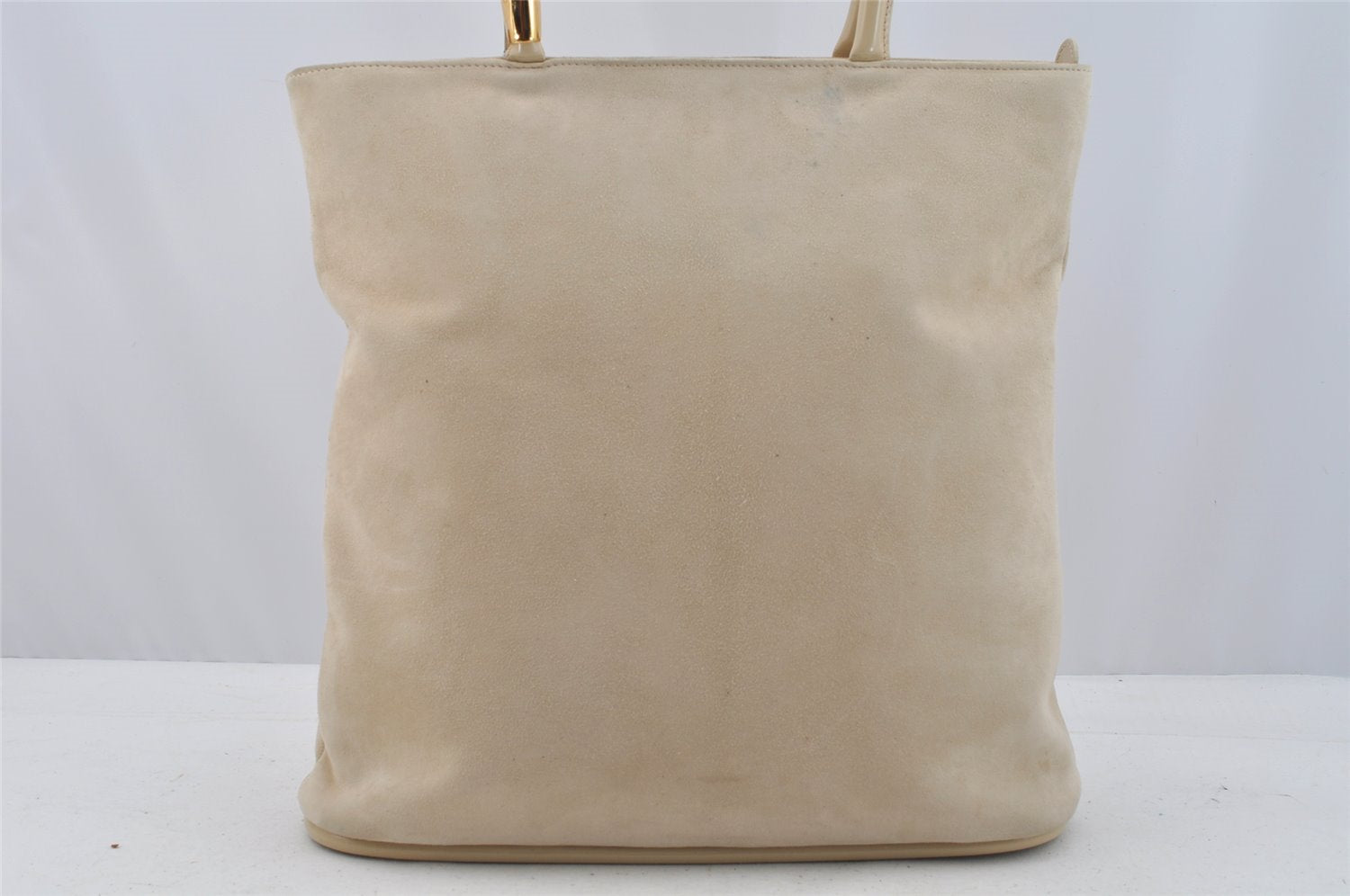 Authentic GUCCI Vintage Shoulder Tote Bag Suede Leather Beige Junk 9143I