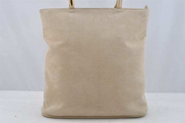 Authentic GUCCI Vintage Shoulder Tote Bag Suede Leather Beige Junk 9143I