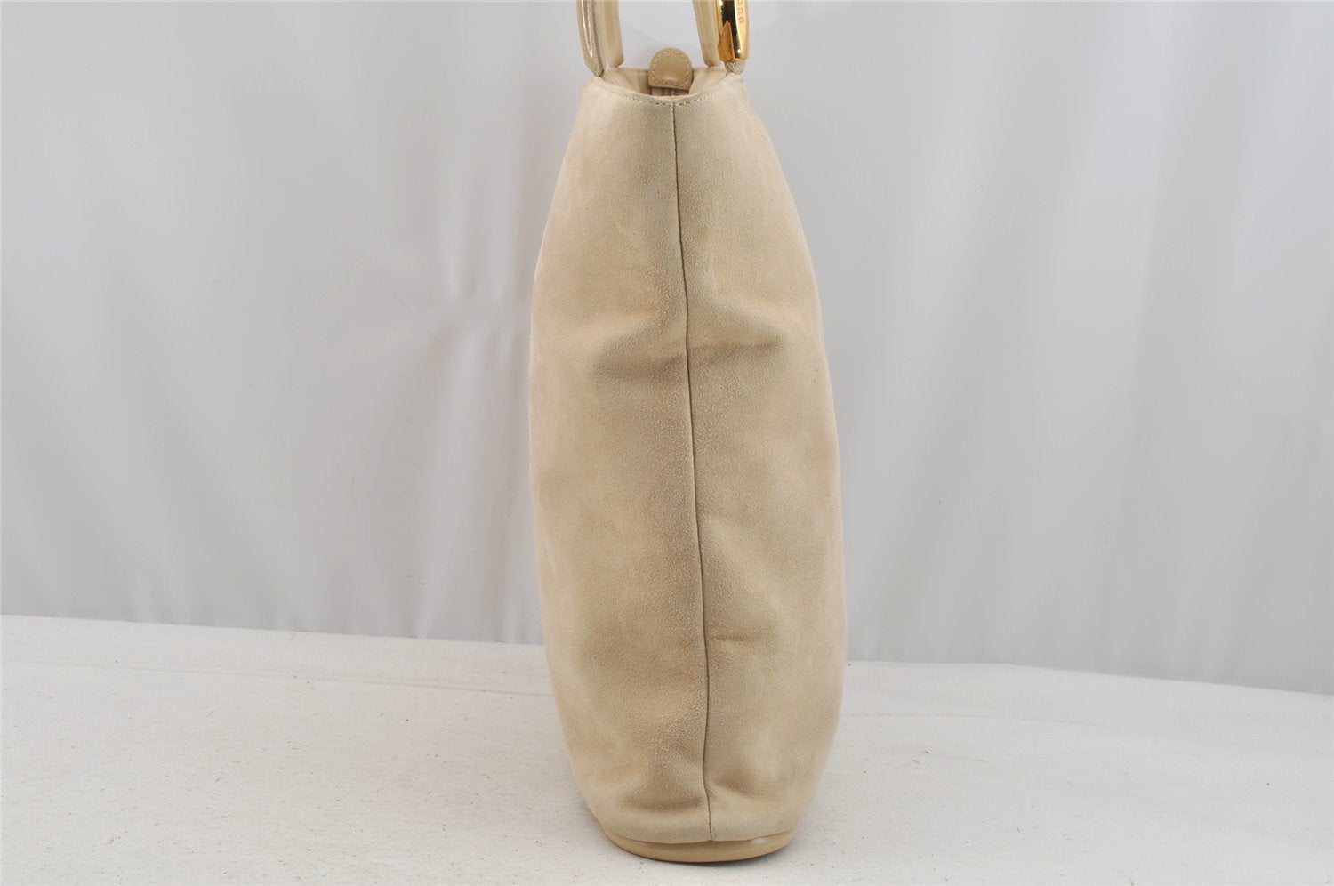 Authentic GUCCI Vintage Shoulder Tote Bag Suede Leather Beige Junk 9143I