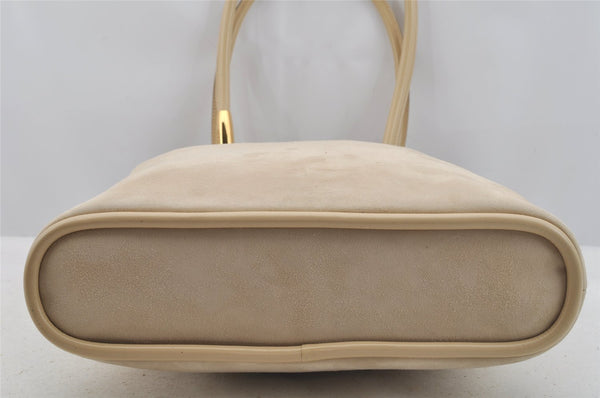 Authentic GUCCI Vintage Shoulder Tote Bag Suede Leather Beige Junk 9143I