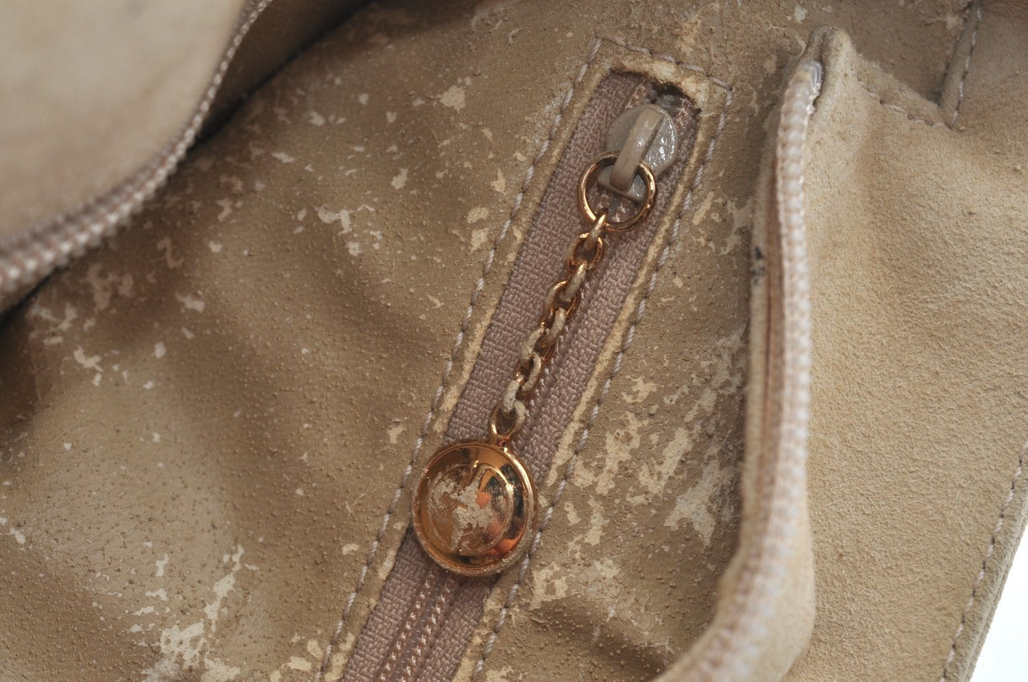 Authentic GUCCI Vintage Shoulder Tote Bag Suede Leather Beige Junk 9143I