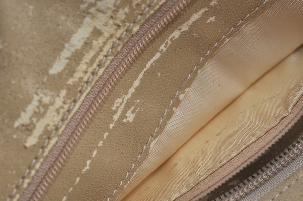 Authentic GUCCI Vintage Shoulder Tote Bag Suede Leather Beige Junk 9143I