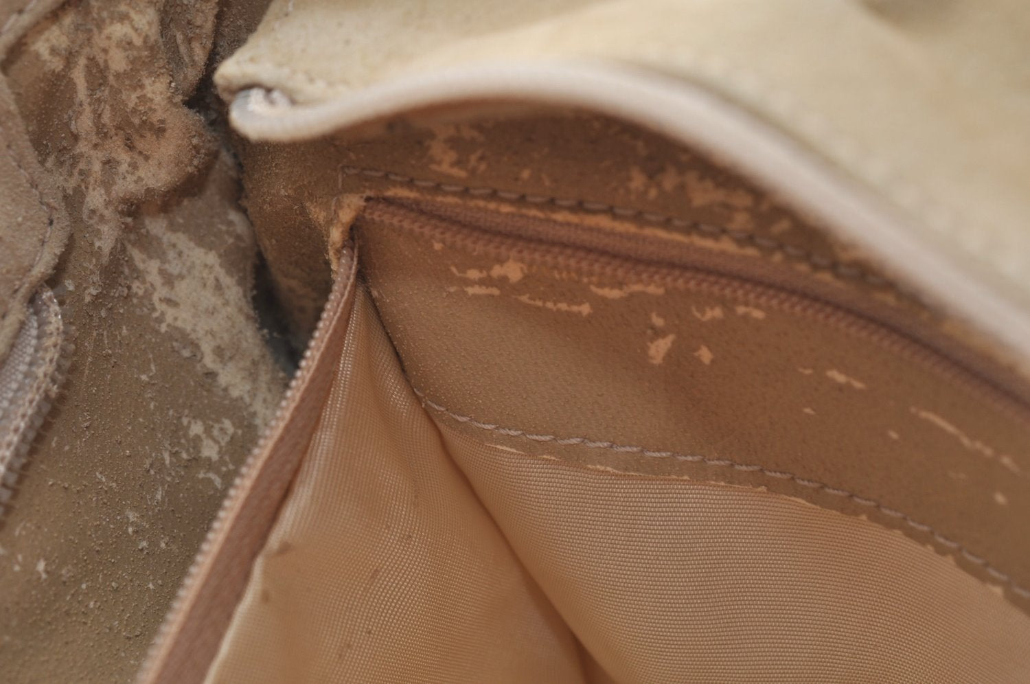 Authentic GUCCI Vintage Shoulder Tote Bag Suede Leather Beige Junk 9143I