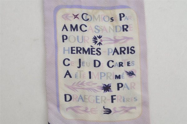 Authentic HERMES Twilly Scarf "Jeu de Cartes" Silk Light Purple 9143J