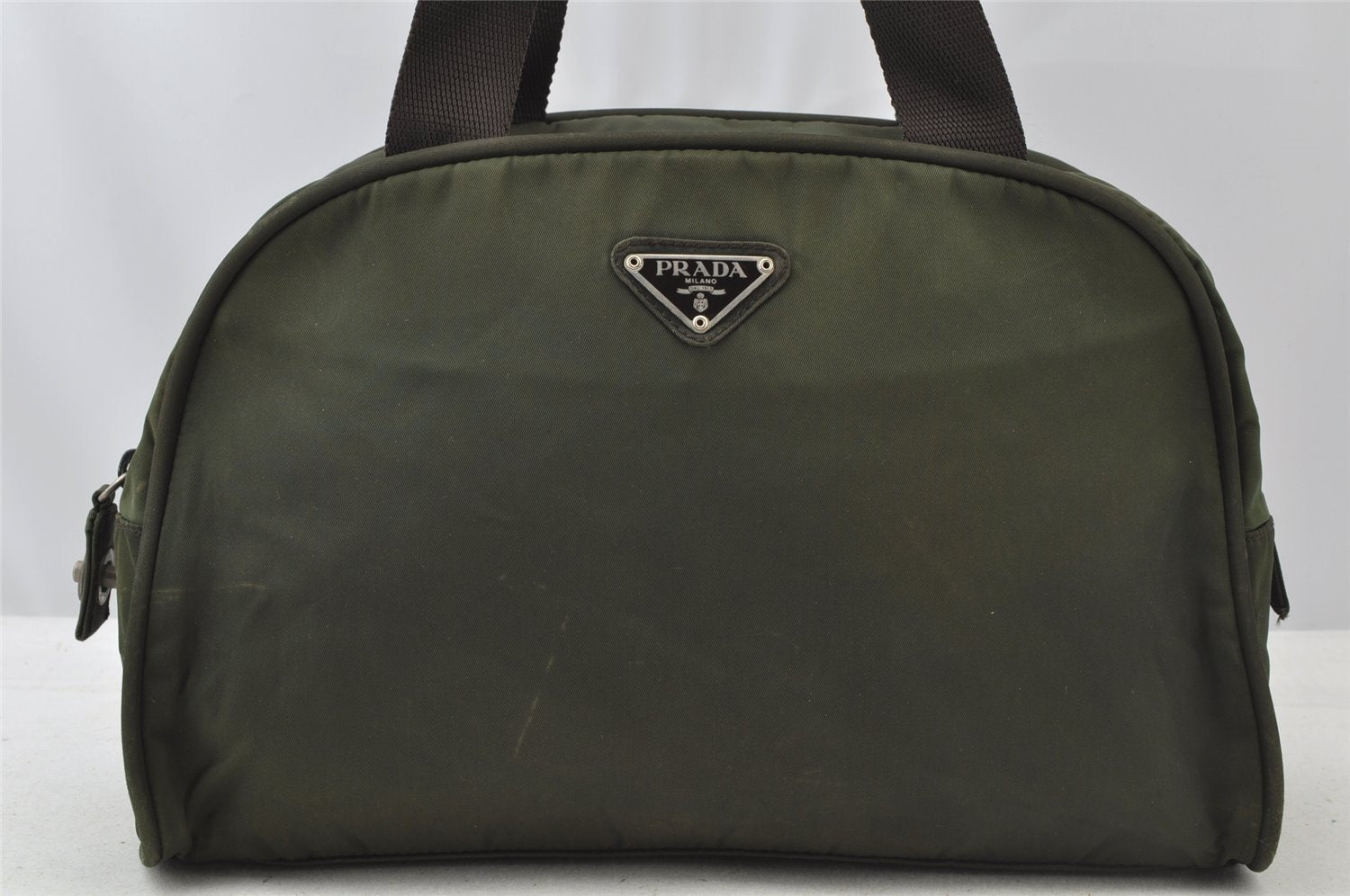 Authentic PRADA Vintage Nylon Tessuto Hand Boston Bag Purse Green 9144I