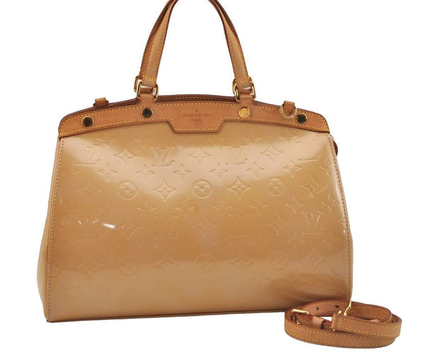 Auth Louis Vuitton Vernis Brea MM 2Way Shoulder Hand Bag Beige M90180 LV 9145I