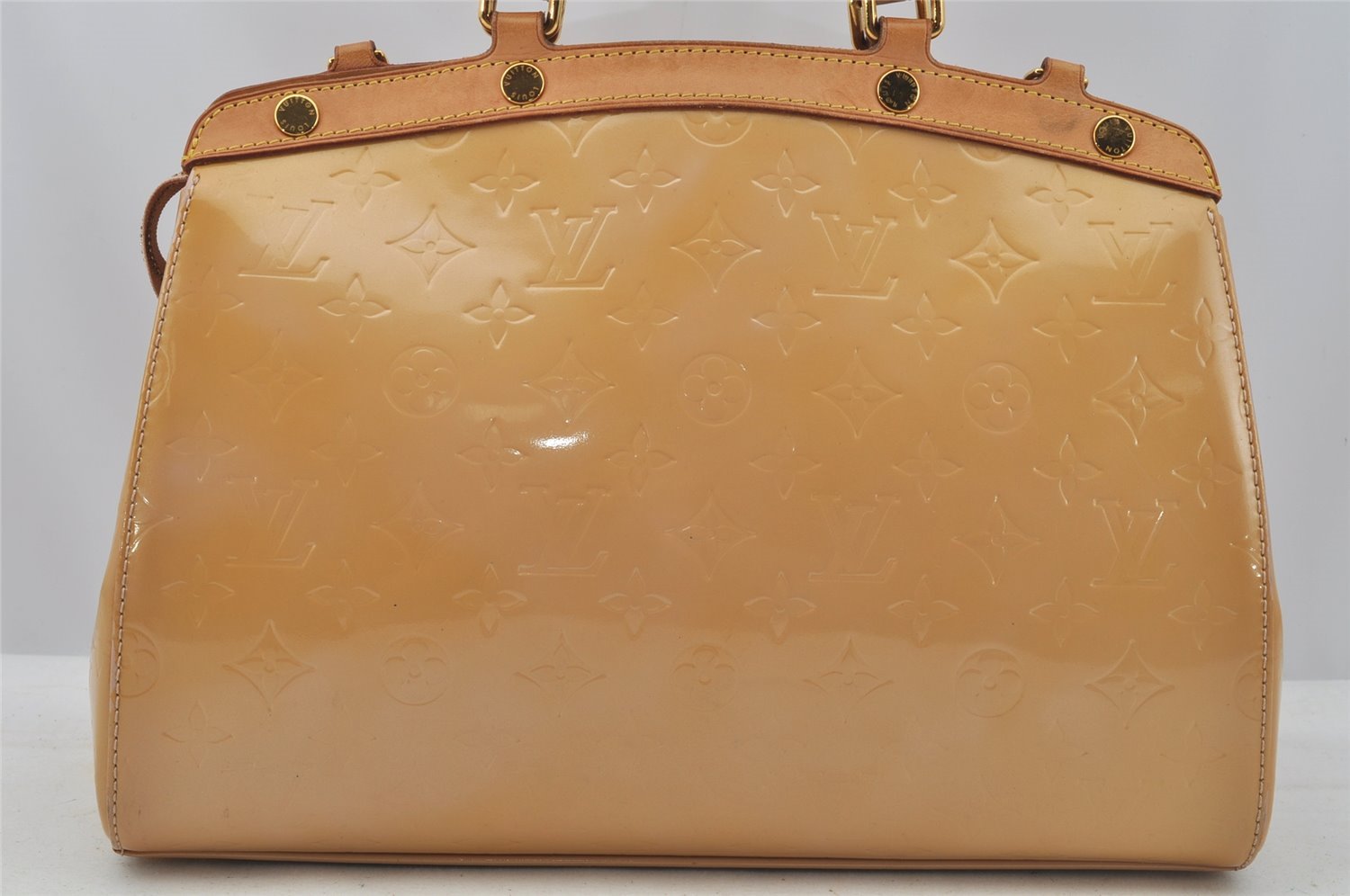 Auth Louis Vuitton Vernis Brea MM 2Way Shoulder Hand Bag Beige M90180 LV 9145I