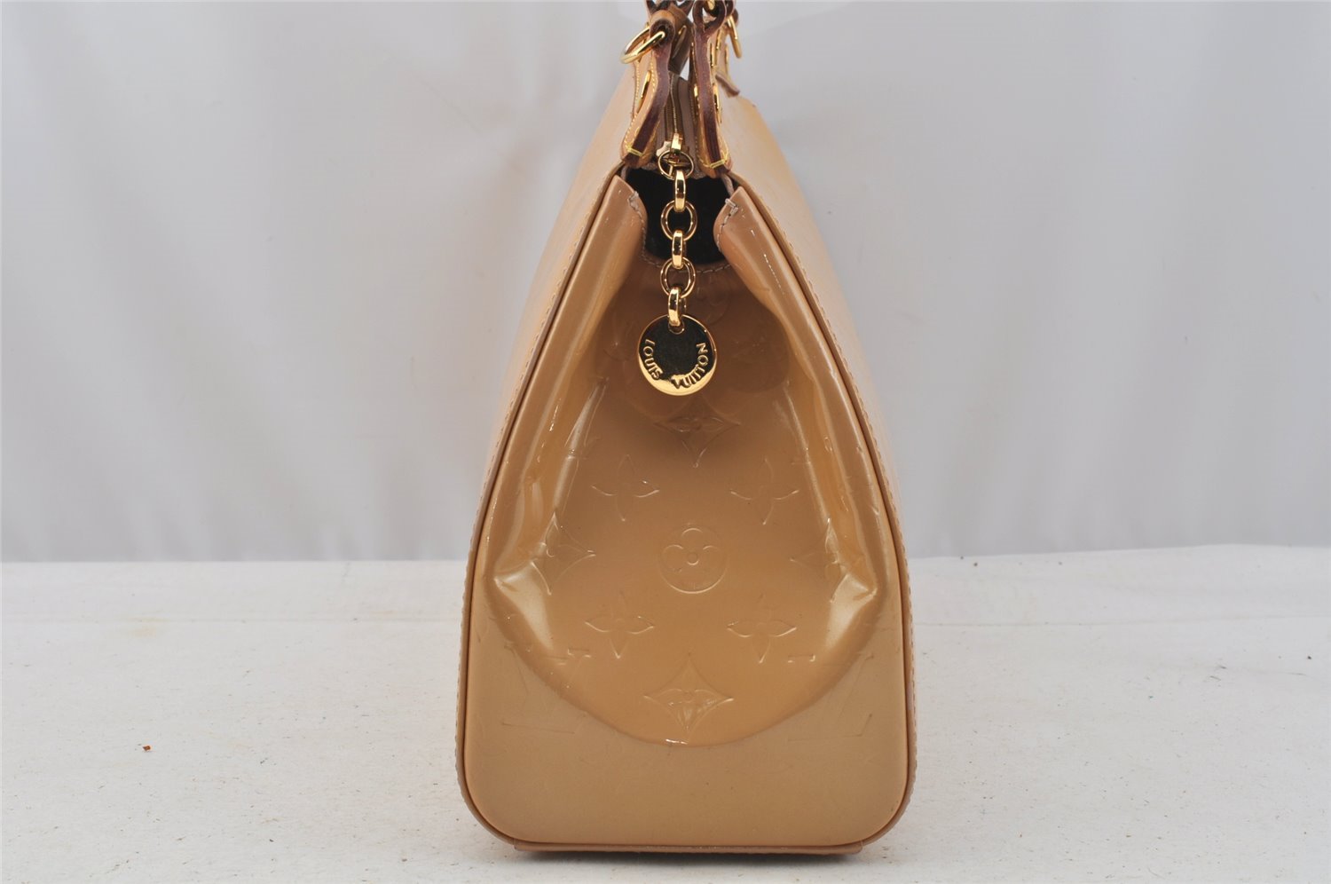 Auth Louis Vuitton Vernis Brea MM 2Way Shoulder Hand Bag Beige M90180 LV 9145I