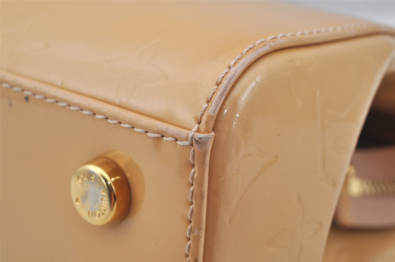 Auth Louis Vuitton Vernis Brea MM 2Way Shoulder Hand Bag Beige M90180 LV 9145I