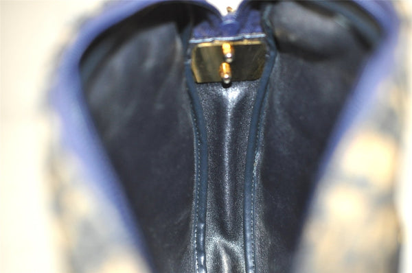 Authentic Christian Dior Trotter Shoulder Cross Bag Canvas Leather Blue 9145J