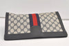 Authentic GUCCI Sherry Line Clutch Hand Bag GG PVC Leather Navy Blue Junk 9147J