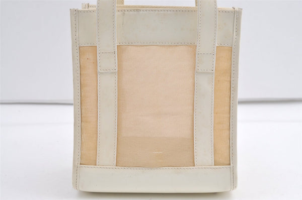 Authentic GUCCI Vintage Hand Bag Purse Mesh Leather Cream White 9148J