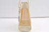 Authentic GUCCI Vintage Hand Bag Purse Mesh Leather Cream White 9148J