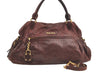 Authentic MIU MIU Vintage Leather 2Way Shoulder Tote Bag Wine Red 9151J