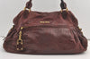 Authentic MIU MIU Vintage Leather 2Way Shoulder Tote Bag Wine Red 9151J