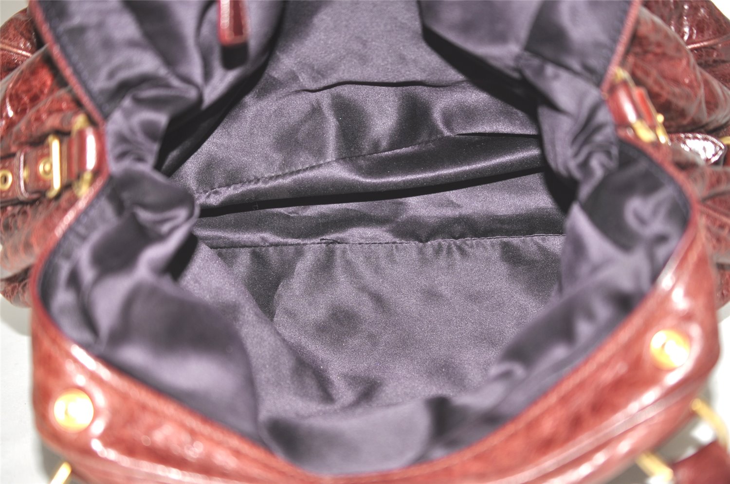 Authentic MIU MIU Vintage Leather 2Way Shoulder Tote Bag Wine Red 9151J