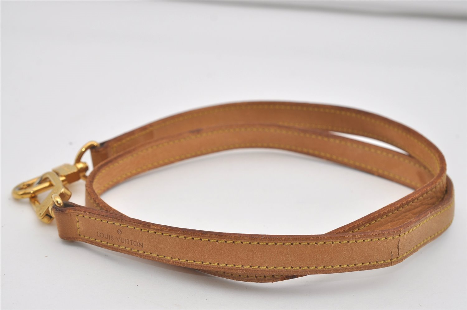 Authentic Louis Vuitton Leather Shoulder Strap Beige 39.4