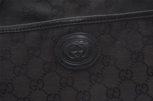 Authentic GUCCI Vintage Shoulder Tote Bag GG Canvas Leather Black 9154J