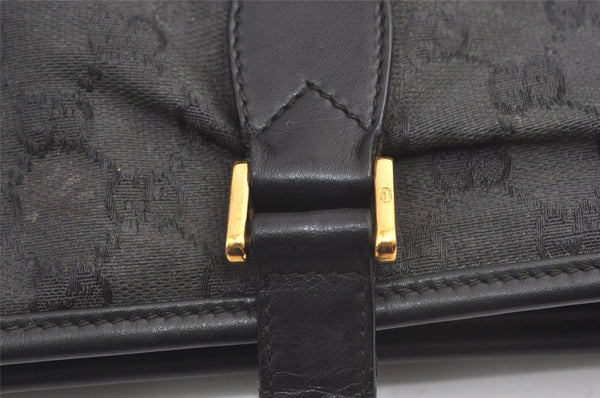 Authentic GUCCI Vintage Shoulder Tote Bag GG Canvas Leather Black 9154J