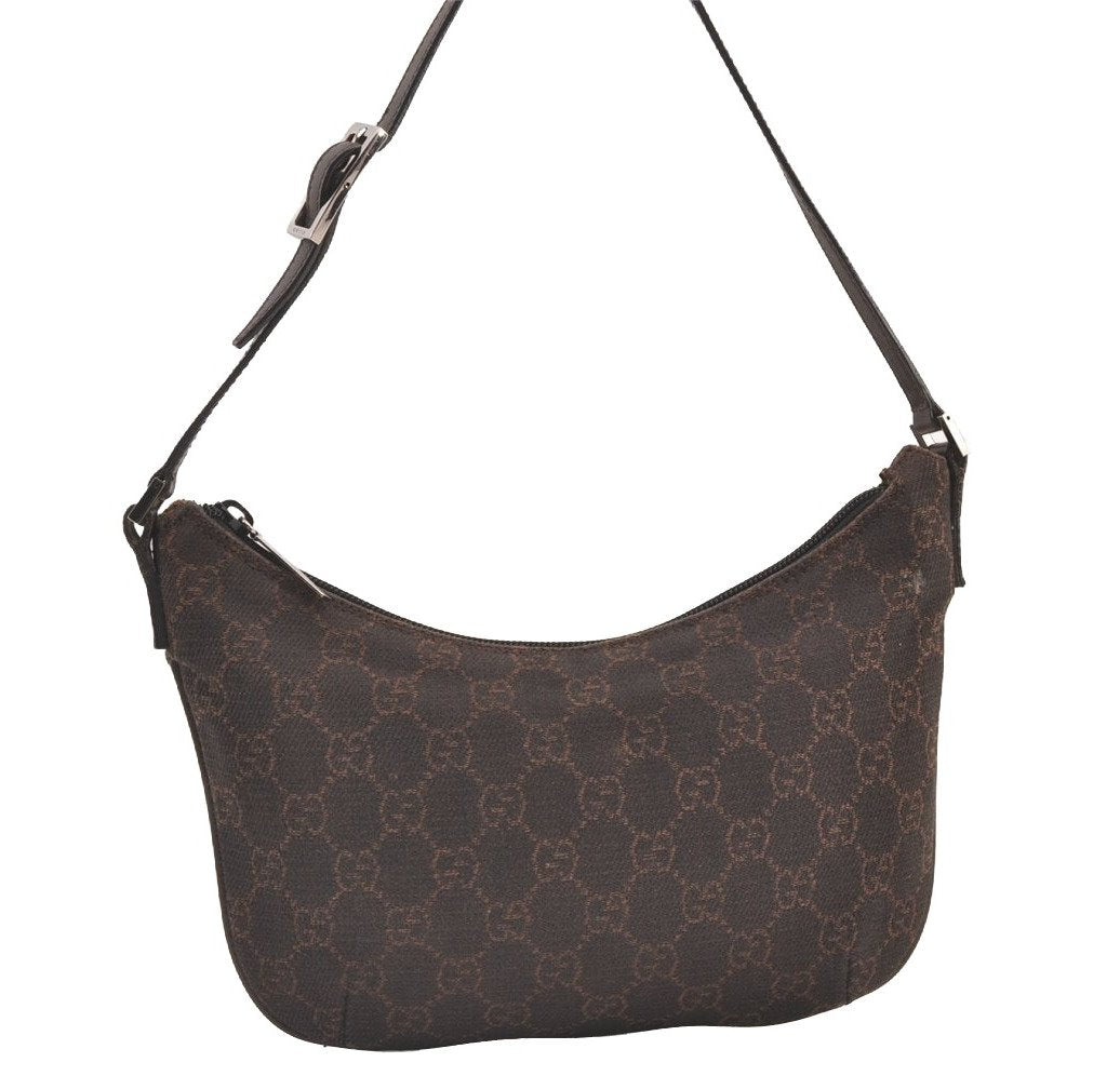Authentic GUCCI Vintage Shoulder Bag Purse GG Canvas Leather 32160 Brown 9158J