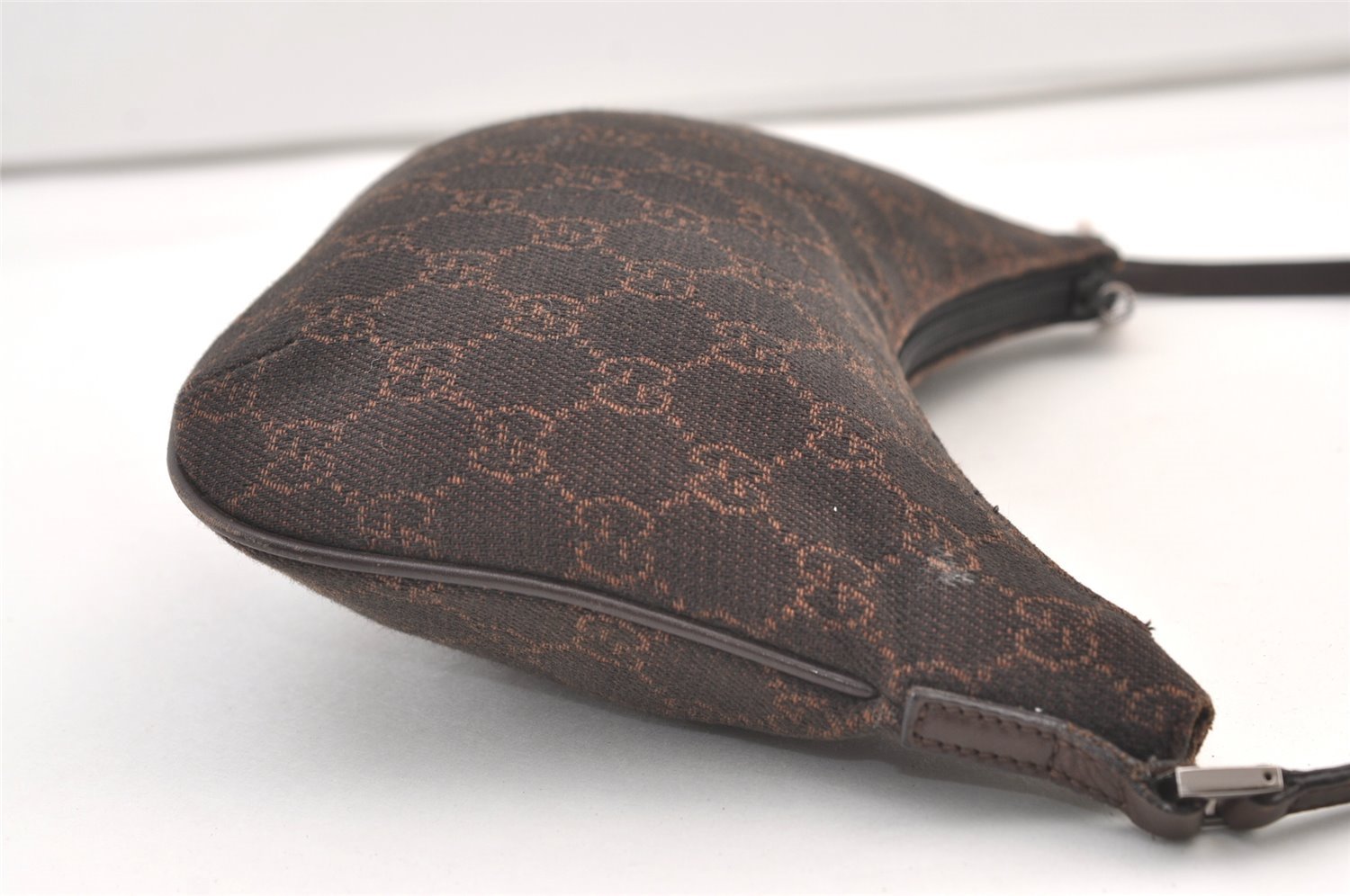 Authentic GUCCI Vintage Shoulder Bag Purse GG Canvas Leather 32160 Brown 9158J