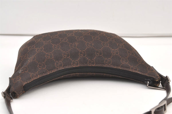 Authentic GUCCI Vintage Shoulder Bag Purse GG Canvas Leather 32160 Brown 9158J