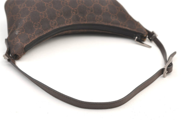 Authentic GUCCI Vintage Shoulder Bag Purse GG Canvas Leather 32160 Brown 9158J