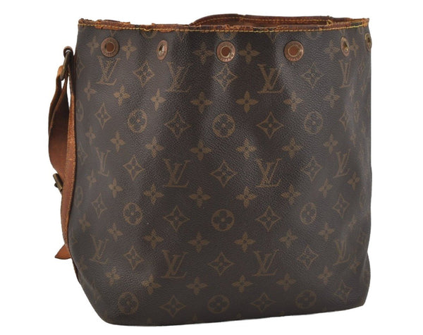 Authentic Louis Vuitton Monogram Petit Noe M42226 Shoulder Drawstring Bag 9160I