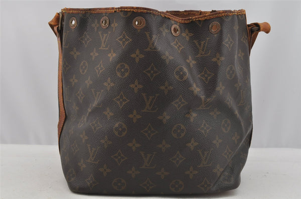 Authentic Louis Vuitton Monogram Petit Noe M42226 Shoulder Drawstring Bag 9160I
