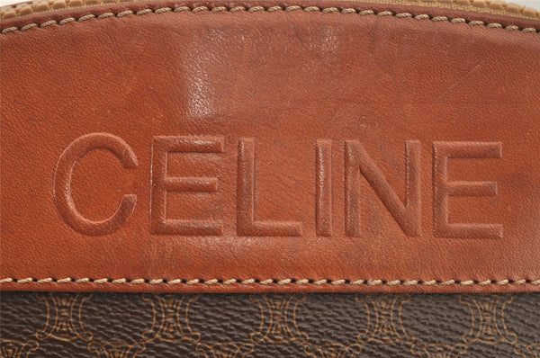 Authentic CELINE Vintage Macadam Blason Pattern Pouch PVC Leather Brown 9162I