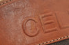 Authentic CELINE Vintage Macadam Blason Pattern Pouch PVC Leather Brown 9162I