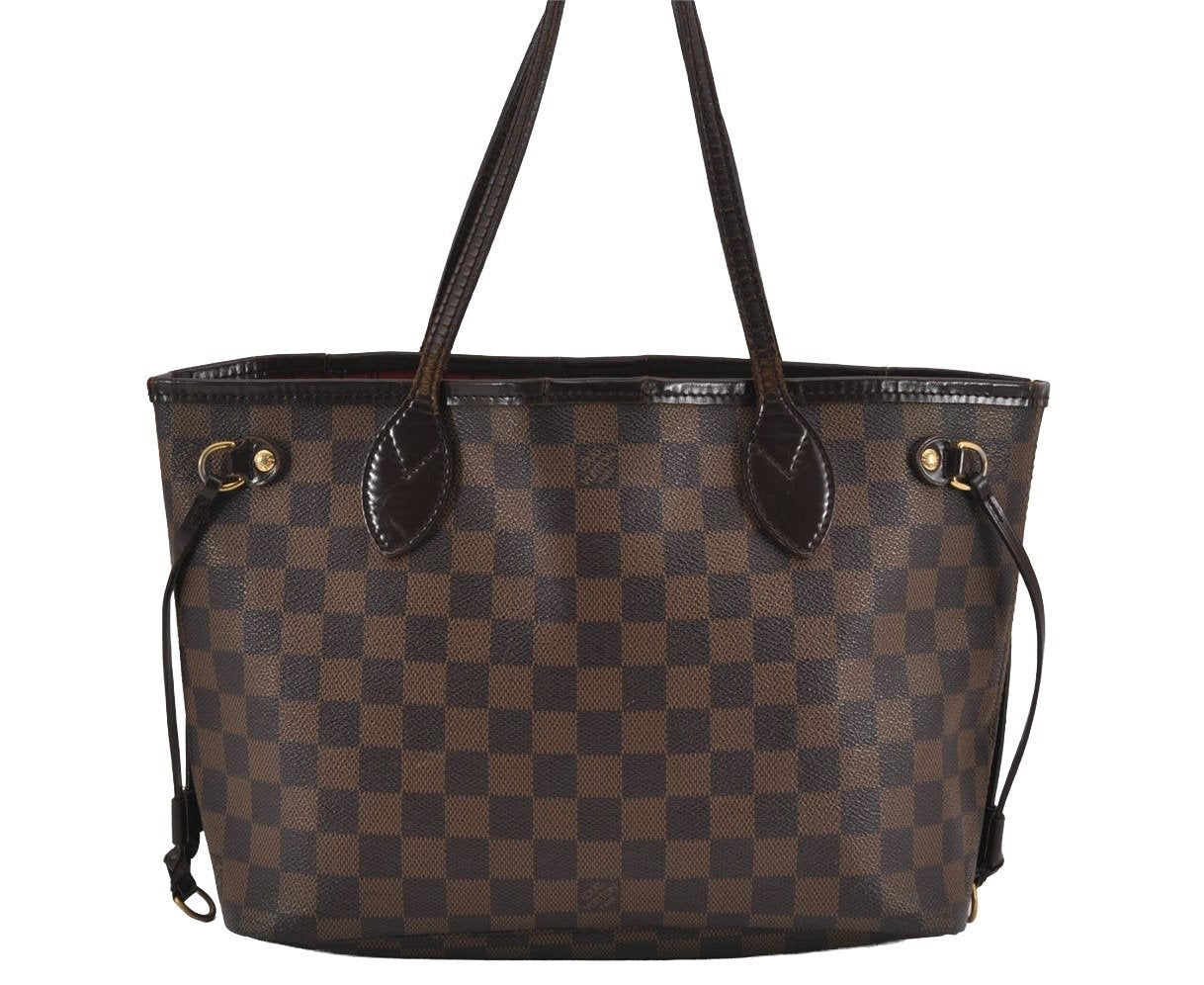 Authentic Louis Vuitton Damier Neverfull PM Shoulder Tote Bag N51109 LV 9163J