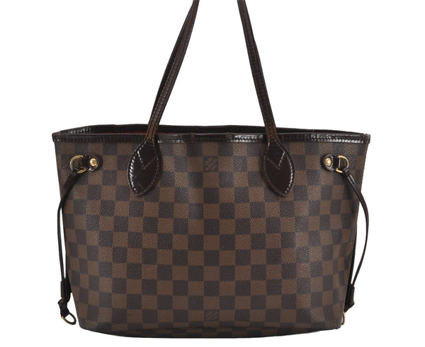 Authentic Louis Vuitton Damier Neverfull PM Shoulder Tote Bag N51109 LV 9163J