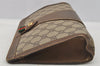 Authentic GUCCI Web Sherry Line Clutch Hand Bag GG PVC Leather Brown Junk 9166I