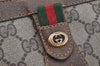 Authentic GUCCI Web Sherry Line Clutch Hand Bag GG PVC Leather Brown Junk 9166I
