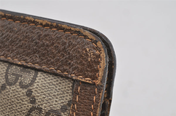 Authentic GUCCI Web Sherry Line Clutch Hand Bag GG PVC Leather Brown Junk 9166I