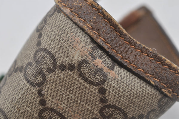 Authentic GUCCI Web Sherry Line Clutch Hand Bag GG PVC Leather Brown Junk 9166I