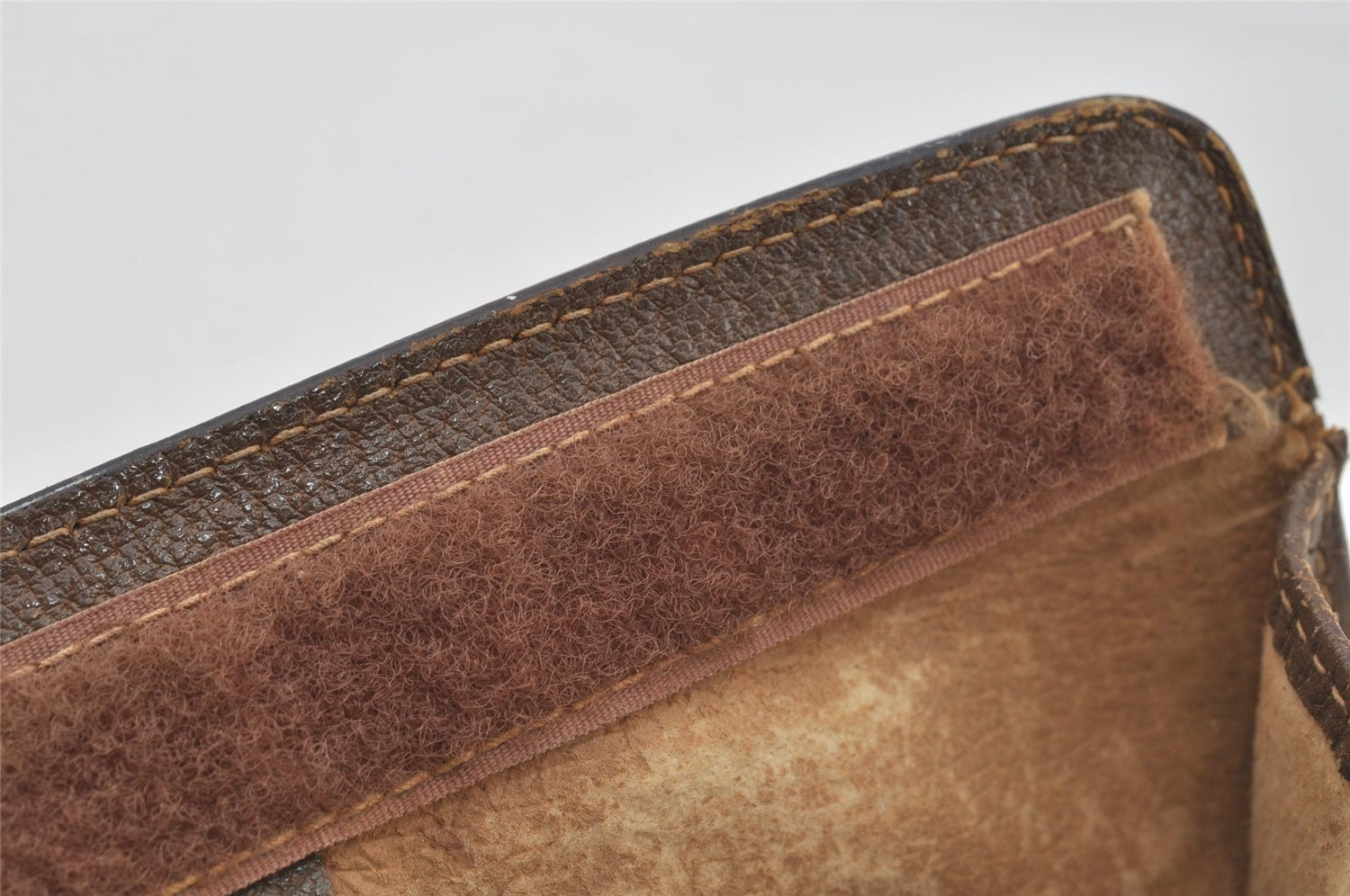 Authentic GUCCI Web Sherry Line Clutch Hand Bag GG PVC Leather Brown Junk 9166I