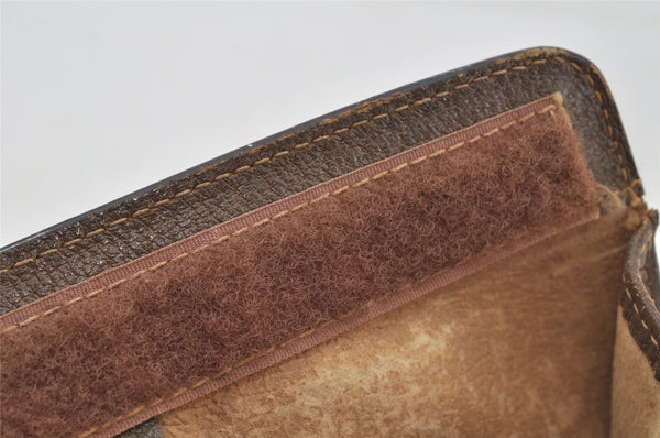 Authentic GUCCI Web Sherry Line Clutch Hand Bag GG PVC Leather Brown Junk 9166I