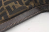 Authentic FENDI Zucca Clutch Hand Bag Purse Nylon Leather Brown Black 9167J